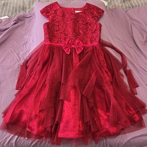 Jona Michelle Elegant Red Tulle Kids Dress